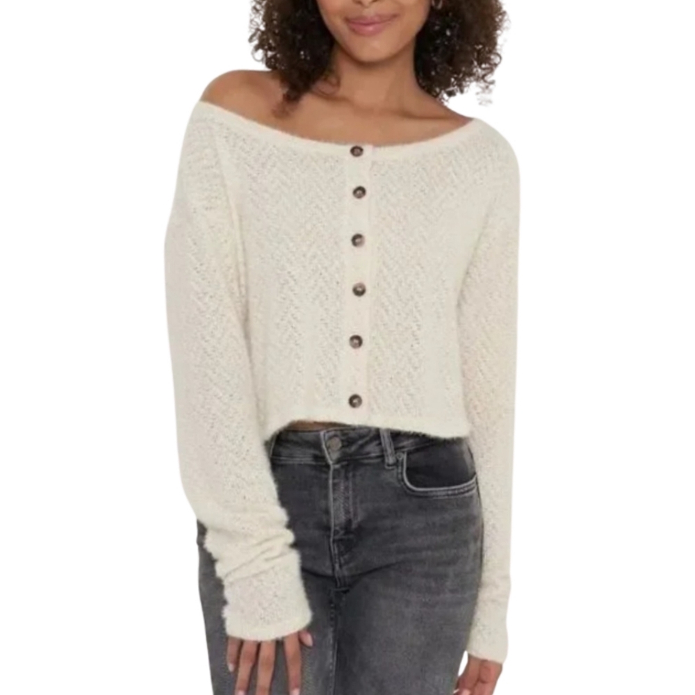 Project Social T Textured Cream Sweater